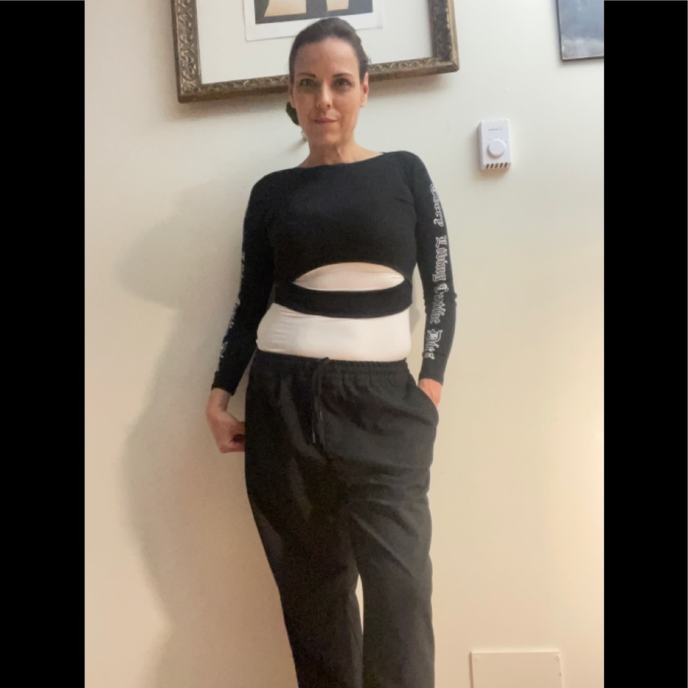 ZARA BLACK PARACHUTE PANTS XL